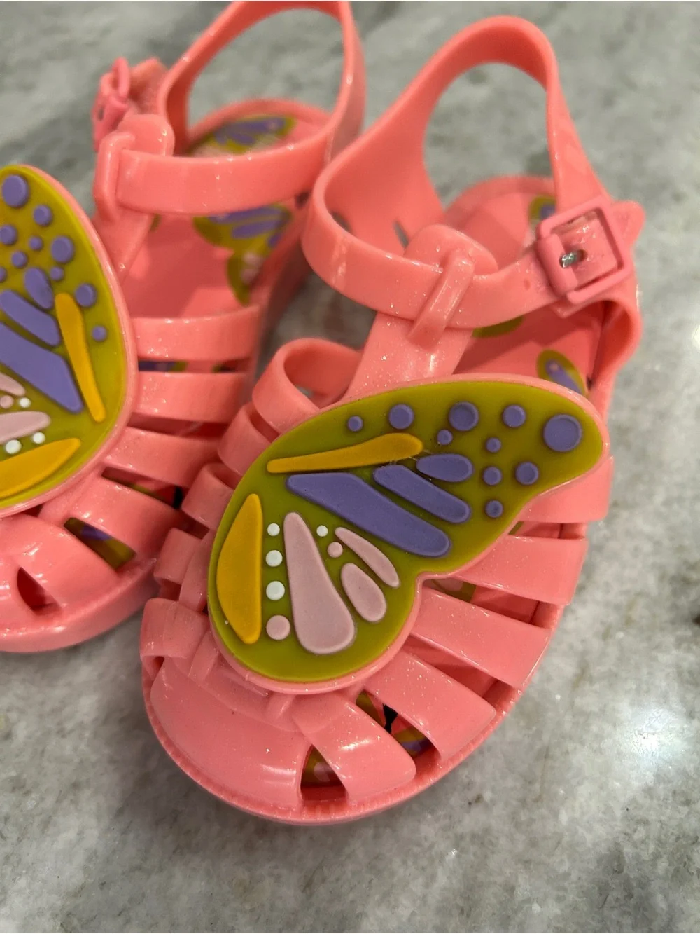 Mini Melissa Pink Butterfly Jelly Sandals Size 10